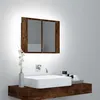 Image de Armoire à miroir LED Chêne fumé 60x12x45 cm Bois d ingénierie