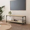 Image de meuble tv bois 100x33x41 acier, bois chene sonoma, acier, bois, chene