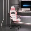 Image de Chaise de jeu pivotante et repose pied Blanc et rose Similicuir