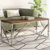 Image de vidaXL Table basse argenté inox et bois de mélèze massif 349941