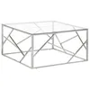 Image de Table basse argenté acier inoxydable et verre trempé