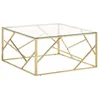 Image de vidaXL Table basse doré acier inoxydable et verre trempé 349954