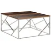 Image de Table basse argenté acier inoxydable et bois de mélèze massif