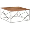 Image de Table basse argenté acier inoxydable et bois massif d acacia