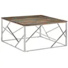 Image de vidaXL Table basse argenté acier inoxydable/bois massif récupération349960