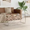 Image de vidaXL Table basse 110x45x45 cm acier inoxydable et verre349961