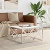 Image de Table basse argenté 80x80x40 cm acier inoxydable et verre