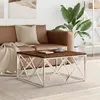 Image de vidaXL Table basse acier inoxydable et bois massif de récupération349973