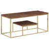 Image de Table basse doré acier inoxydable et bois de mélèze massif