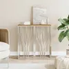 Image de vidaXL Table console argenté acier inoxydable et bois massif d'acacia350039