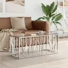 Image de Table basse 110x45x45 cm acier inoxydable et verre