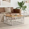 Image de vidaXL Table basse argenté acier inoxydable/bois massif récupération350064