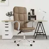 Image de vidaXL Fauteuil Inclinable de Bureau Siège Inclinable Chaise d'Ordinateur Dossier et Repose-pied Réglables Meuble de Bureau Intérieur Marron Tissu