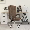 Image de vidaXL Fauteuil de Massage Inclinable de Bureau, Chaise Pivotante avec Dossier et Repose-pied Réglables, Siège de Bureau, Moderne, Marron Tissu 349660