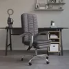 Image de vidaXL Fauteuil Inclinable de Bureau, Chaise Pivotante avec Dossier et Repose-pied Réglables, Siège de Bureau, Moderne, Gris Similicuir