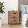 Image de vidaXL Table de Chevet, Armoire de Chevet avec avec Tiroirs, Meuble de Rangement Chambre à Coucher Maison, Marron Bois de Pin Massif 349913