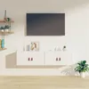 Image de vidaXL 2x Armoires Murales Centres de Divertissement Flottantes Armoires de Rangement Salon Salle de Séjour Blanc 60x30x30 cm Bois de Pin Massif