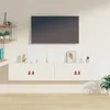 Image de vidaXL 2x Armoires Murales Centres de Divertissement Flottantes Armoires de Rangement Salon Salle de Séjour Blanc 80x30x30 cm Bois de Pin Massif