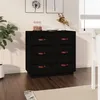 Image de Buffet Noir 80x40x75 cm Bois massif de pin