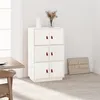 Image de vidaXL Buffet Haut, Armoire avec 6 Compartiments, Meuble de Rangement avec 6 Portes, Organisateur de Salon Salle de Séjour, Moderne, Blanc Bois Massif de Pin