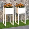 Image de 822125 vidaXL Jardinières 2 pcs Blanc 40x40x81 cm Bois massif de pin