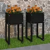 Image de 822131 vidaXL Jardinières 2 pcs Noir 40x40x81 cm Bois massif de pin