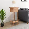 Image de Table d appoint avec tiroir 25x25x60 cm Bois massif de noyer