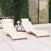Image de vidaXL Chaises longues 2 pcs avec coussins Bois massif de teck 3143633