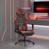 Image de vidaXL Chaise de jeu avec repose-pied Noir et rouge Similicuir