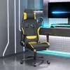 Image de vidaXL Chaise de jeu avec repose-pied Noir et jaune Tissu