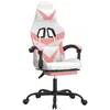 Image de vidaXL Chaise de jeu avec repose-pied Blanc et rose Similicuir