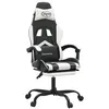 Image de vidaXL Chaise de jeu avec repose-pied Noir et blanc Similicuir