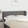 Image de vidaXL Hoofdbord met randen 147x23x78/88 cm stof donkergrijs3117003