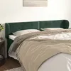Image de vidaXL Tête de Lit avec Oreilles Meuble de Chambre à Coucher Accessoire de Lit Double Tête de Cadre de Lit Vert Foncé 183x23x78/88 cm Velours