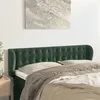 Image de vidaXL Tête de Lit avec Oreilles Meuble de Chambre à Coucher Accessoire de Lit Double Tête de Cadre de Lit Vert Foncé 147x23x78/88 cm Velours