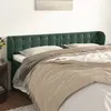 Image de vidaXL Tête de Lit avec Oreilles Meuble de Chambre à Coucher Accessoire de Lit Double Tête de Cadre de Lit Vert Foncé 163x23x78/88 cm Velours