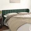 Image de vidaXL Tête de Lit avec Oreilles Meuble de Chambre à Coucher Accessoire de Lit Double Tête de Cadre de Lit Vert Foncé 203x23x78/88 cm Velours