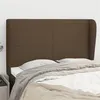 Image de vidaXL Hoofdbord met randen 147x23x118/128 cm stof donkerbruin3117677