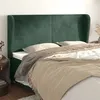 Image de vidaXL Tête de Lit avec Oreilles Meuble de Chambre à Coucher Accessoire de Lit Double Tête de Cadre de Lit Vert Foncé 203x23x118/128 cm Velours 3117745