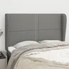 Image de vidaXL Hoofdbord met randen 147x23x118/128 cm stof donkergrijs3117815