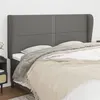 Image de vidaXL Hoofdbord met randen 203x23x118/128 cm stof donkergrijs3117839