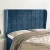 Image de vidaXL Hoofdbord met randen 147x23x118/128 cm fluweel donkerblauw3118008