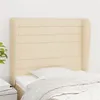 Image de vidaXL Tête de Lit avec Oreilles Meuble de Chambre à Coucher Accessoire de Lit Simple Tête de Cadre de Lit Intérieur Crème 93x23x118/128 cm Tissu