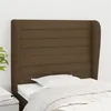 Image de vidaXL Hoofdbord met randen 103x23x118/128 cm stof donkerbruin3118089