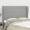 Image de vidaXL Hoofdbord met randen 147x23x118/128 cm stof lichtgrijs3118094