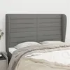 Image de vidaXL Hoofdbord met randen 147x23x118/128 cm stof donkergrijs3118095