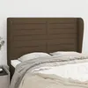 Image de vidaXL Hoofdbord met randen 147x23x118/128 cm stof donkerbruin3118097