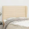Image de vidaXL Hoofdbord met randen 147x23x118/128 cm stof cràmekleurig3118099
