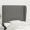 Image de vidaXL Hoofdbord met randen 103x23x118/128 cm stof donkergrijs3118185