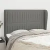 Image de vidaXL Hoofdbord met randen 147x23x118/128 cm stof donkergrijs3118193
